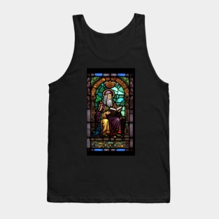 Stained Glass Style Wizzard Reading A Book Tank Top